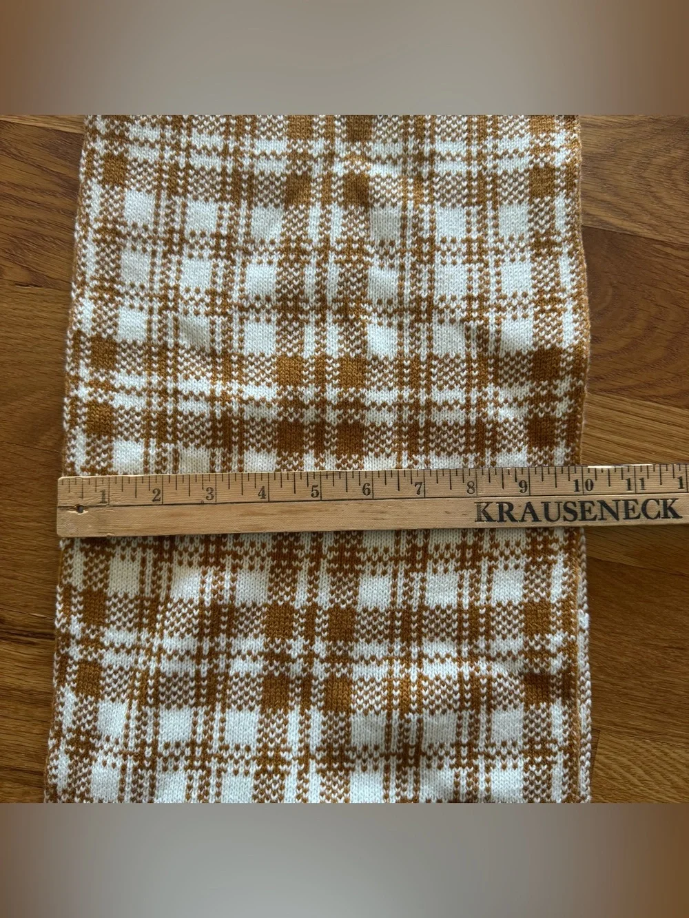 Timberland Mustard Cream Plaid Knit Scarf Unisex Winter Acrylic OS MSRP $60 NWT